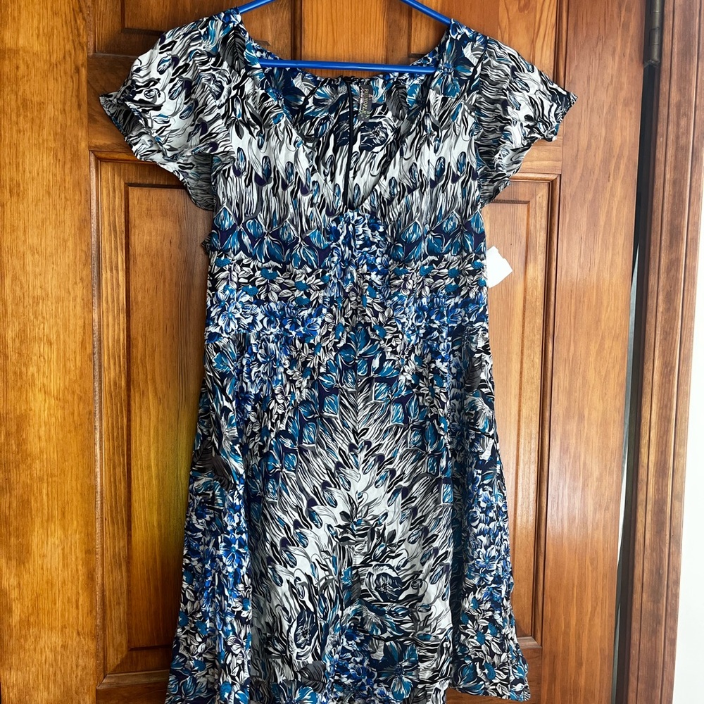 Free People Floral Blue Dress Small